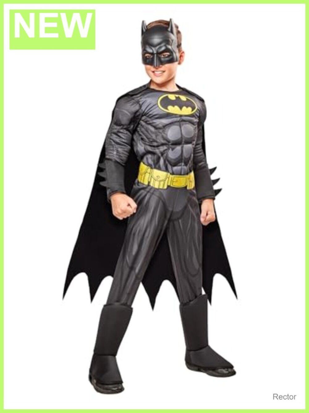 Kids Batman Costume Padded Jumpsuit with Cape Mask Belt